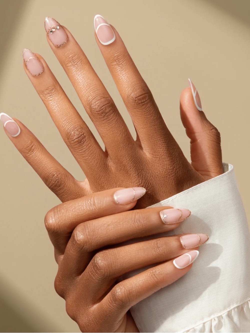 Kiss Over the Moon Press-On Nails with White French Accents